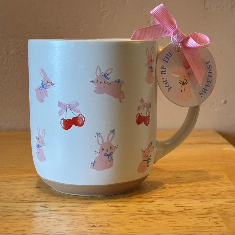 You’re The Sweetest Ceramic Mug With Bunny And Cherry Graphics NWTS - Picture 2 of 7